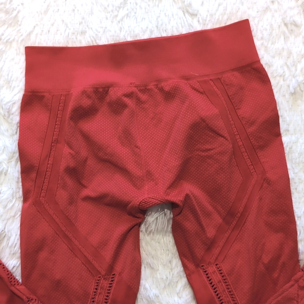 Soulcycle x Nux Red Quintessential Cutout Lasercut Active Leggings - Picture 4 of 11